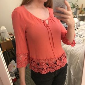 Coral Colored Laced Top